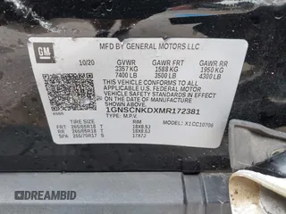 2021 Chevrolet Tahoe LT with VIN 1GNSCNKDXMR172381, listed as a IAAI auction lot 42168263 with 89,112 mi miles and . Bid and sale history available at DreamBid. Image 9.
