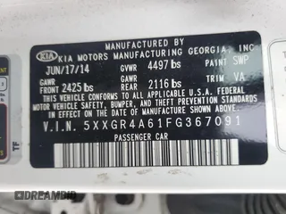 2015 Kia Optima SX Turbo with VIN 5XXGR4A61FG367091, listed as a Copart auction lot 48299065 with 106,003 mi miles and Non Repairable. Bid and sale history available at carsss.com. Image 15.