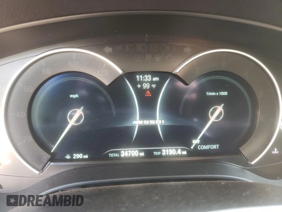 2018 BMW 5 Series M550i xDrive with VIN WBAJB9C55JB050213, listed as a Copart auction lot 61714255 with 34,700 mi miles and Salvage title. Bid and sale history available at DreamBid. Image 9.
