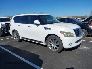 2011 Infiniti QX56 7-passenger with VIN JN8AZ2NF7B9502672, listed as a IAAI auction lot 41863770 with 162,996 mi miles. Bid and sale history available at carsss.com. Image 1.