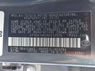 2022 Toyota Avalon Hybrid Limited with VIN 4T1DA1AB2NU013574, listed as a IAAI auction lot 41357973 with 24,475 mi miles. Bid and sale history available at carsss.com. Image 9.
