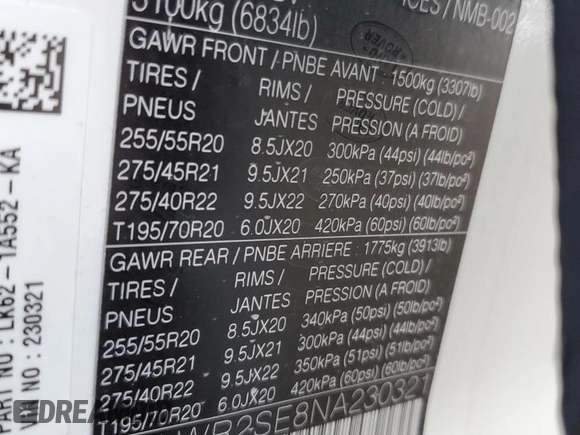 2022 Land Rover Range Rover Sport HSE Dynamic with VIN SALWR2SE8NA230321, listed as a Copart auction lot 46680074 with 10,030 mi miles and Salvage Title. Bid and sale history available at DreamBid. Image 13.