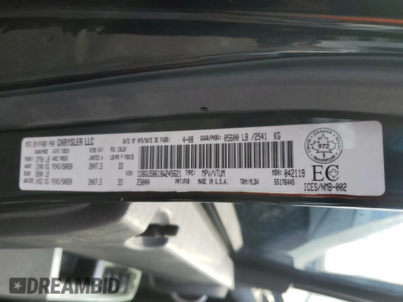 2008 Dodge Nitro R/T with VIN 1D8GU58618W245621, listed as a Copart auction lot 77798384 with 151,784 mi miles and Salvage Title. Bid and sale history available at DreamBid. Image 14.