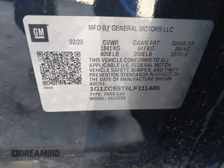 2020 Chevrolet Malibu LS with VIN 1G1ZC5ST6LF111486, listed as a IAAI auction lot 41052520 with 157,271 mi miles and . Bid and sale history available at DreamBid. Image 9.
