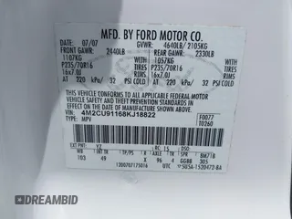 2008 Mercury Mariner с VIN 4M2CU91168KJ18822, выставлен на аукционе IAAI как лот 42389220 с пробегом 145 170 миль миль и . История ставок и продаж доступна на DreamBid. Изображение 9.