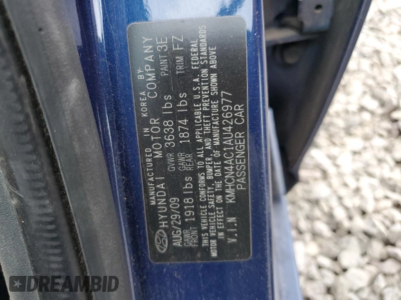 2010 Hyundai Accent GLS with VIN KMHCN4AC1AU426977, listed as a Copart auction lot 84705694 with 148,594 mi miles and Salvage Title. Bid and sale history available at carsss.com. Image 12.