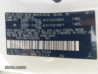 2017 Toyota Sienna XLE Auto Access Seat with VIN 5TDYZ3DC7HS865605, listed as a IAAI auction lot 42027590 with 152,599 mi miles and . Bid and sale history available at DreamBid. Image 9.