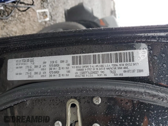 2018 Ram 1500 Tradesman with VIN 1C6RR7FTXJS348327, listed as a Copart auction lot 52488955 with 74,790 mi miles and Salvage title. Bid and sale history available at DreamBid. Image 13.