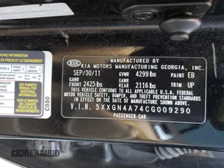 2012 Kia Optima EX with VIN 5XXGN4A74CG009290, listed as a Copart auction lot 50967574 with 217,906 mi miles and Salvage Title. Bid and sale history available at carsss.com. Image 12.