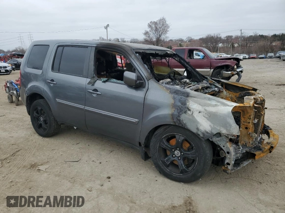 2013 Honda Pilot EX-L with VIN 5FNYF4H57DB010606, listed as a Copart auction lot 48666005 with 0 mi miles and Salvage Title. Bid and sale history available at carsss.com. Image 4.