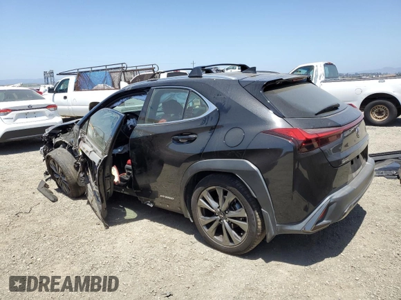 2019 Lexus UX 250h with VIN JTHU9JBH2K2013001, listed as a Copart auction lot 59142205 with 104,917 mi miles and Salvage title. Bid and sale history available at DreamBid. Image 2.