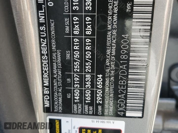 2013 Mercedes-Benz M 350 with VIN 4JGDA2EB7DA189004, listed as a Copart auction lot 65909975 with 132,113 mi miles and Clean title. Bid and sale history available at DreamBid. Image 13.