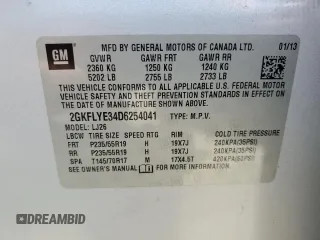 2013 GMC Terrain Denali with VIN 2GKFLYE34D6254041, listed as a Copart auction lot 48108095 with 152,549 mi miles and Salvage Title. Bid and sale history available at DreamBid. Image 13.