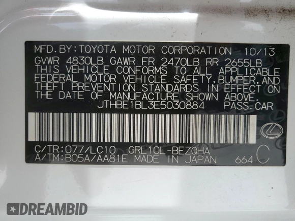 2014 Lexus GS 350 z VIN JTHBE1BL3E5030884, wystawiony jako Copart lot #60715325 z przebiegiem 125 152 mil mil oraz Szkoda całkowita • Salvage title. Historia ofert i sprzedaży dostępna na DreamBid. Obrazek 12.