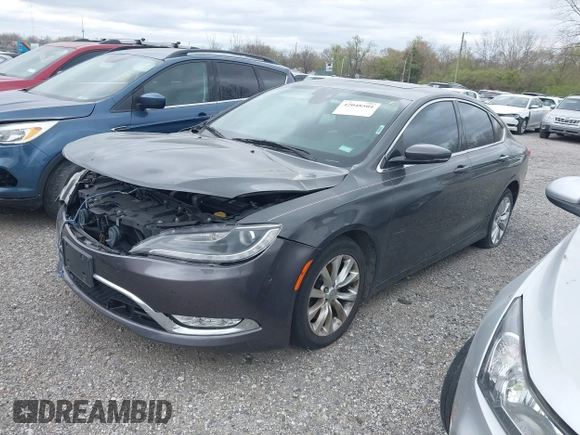 2015 Chrysler 200 C with VIN 1C3CCCCG6FN528429, listed as a IAAI auction lot 42048504 with 107,145 mi miles. Bid and sale history available at carsss.com. Image 2.