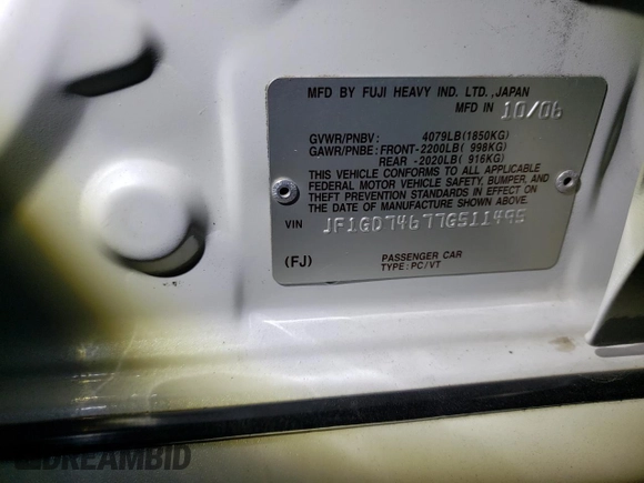 2007 Subaru Impreza WRX с VIN JF1GD74677G511495, выставлен на аукционе Copart как лот 76622254 с пробегом 119 183 миль миль и Списание • Salvage title. История ставок и продаж доступна на DreamBid. Изображение 12.