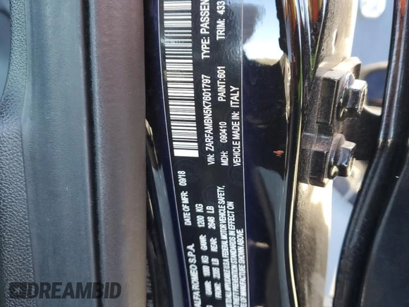 2019 Alfa Romeo Giulia Ti Sport with VIN ZARFAMBN5K7601797, listed as a Copart auction lot 79797254 with 68,077 mi miles and Salvage Title. Bid and sale history available at carsss.com. Image 14.