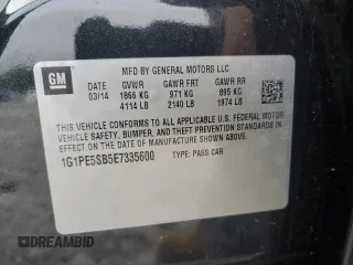 2014 Chevrolet Cruze 2LT z VIN 1G1PE5SB5E7335600, wystawiony jako Copart lot #52023225 z przebiegiem Nie podano mil oraz Szkoda całkowita • Salvage title. Historia ofert i sprzedaży dostępna na DreamBid. Obrazek 12.