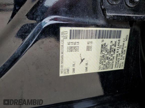 2013 Nissan Maxima SV with VIN 1N4AA5AP0DC831468, listed as a Copart auction lot 55640505 with 121,492 mi miles and Clean title. Bid and sale history available at DreamBid. Image 12.