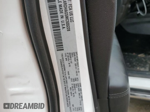 2021 Dodge Durango SXT with VIN 1C4RDHAG5MC555228, listed as a Copart auction lot 59119935 with Not provided miles and Salvage title. Bid and sale history available at DreamBid. Image 12.