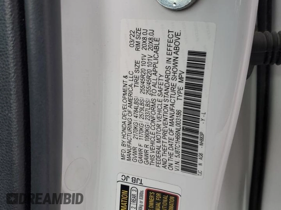 2022 Acura RDX w/A-Spec Package with VIN 5J8TC1H66NL003186, listed as a Copart auction lot 89118135 with 36,717 mi miles and Salvage Title. Bid and sale history available at carsss.com. Image 12.