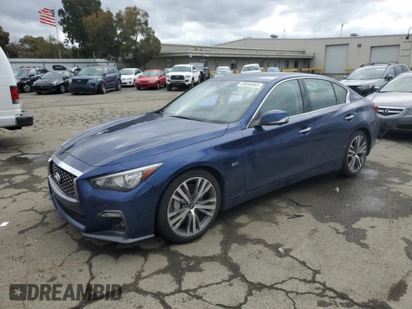 2019 Infiniti Q50 3.0t LUXE with VIN JN1EV7AP9KM515945, listed as a Copart auction lot 43646065 with 66,658 mi miles and Salvage Title. Bid and sale history available at carsss.com. Image 1.