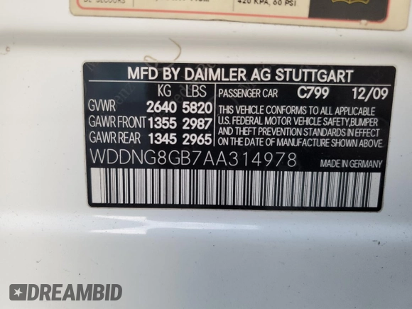 2010 Mercedes-Benz S 550 with VIN WDDNG8GB7AA314978, listed as a Copart auction lot 86700544 with 99,725 mi miles and Salvage Title. Bid and sale history available at DreamBid. Image 14.