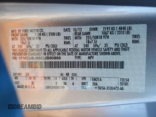 2014 Ford Escape Titanium with VIN 1FMCU9J96EUB60866, listed as a Copart auction lot 46697825 with 58,880 mi miles and Clean Title. Bid and sale history available at carsss.com. Image 13.