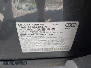 2020 Audi Q5 Premium with VIN WA1ANAFY7L2079002, listed as a IAAI auction lot 41889544 with 38,510 mi miles. Bid and sale history available at carsss.com. Image 9.