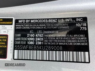 2019 Mercedes-Benz C 300 z VIN 55SWF8EB5KU289008, wystawiony jako Copart lot #58095705 z przebiegiem 42 598 mil mil oraz Czysty tytuł • Clean title. Historia ofert i sprzedaży dostępna na DreamBid. Obrazek 10.