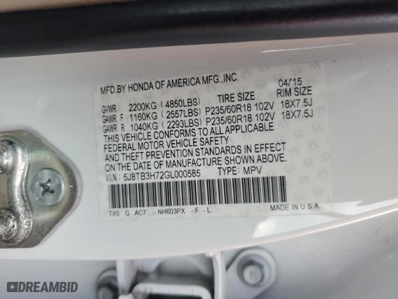 2016 Acura RDX Advance Pkg with VIN 5J8TB3H72GL000585, listed as a Copart auction lot 47027765 with 195,899 mi miles and Non Repairable. Bid and sale history available at carsss.com. Image 12.