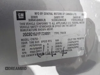 2007 Chevrolet Silverado 1500 LTZ with VIN 2GCEC19J171724891, listed as a IAAI auction lot 41820327 with 184,490 mi miles. Bid and sale history available at carsss.com. Image 9.