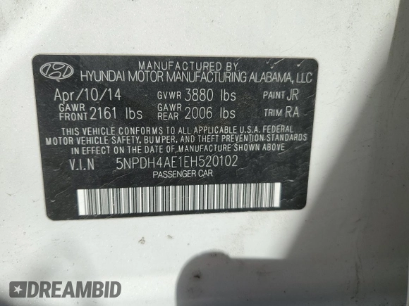2014 Hyundai Elantra SE with VIN 5NPDH4AE1EH520102, listed as a Copart auction lot 48195955 with 112,124 mi miles and Salvage Title. Bid and sale history available at DreamBid. Image 15.