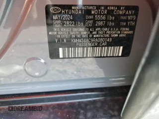 2024 Hyundai IONIQ 6 SEL with VIN KMHM34AC9RA080149, listed as a Copart auction lot 44075075 with 2,255 mi miles and Salvage Title. Bid and sale history available at carsss.com. Image 13.