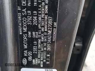 2021 Kia Forte GT-Line with VIN 3KPF34AD7ME270897, listed as a Copart auction lot 50296205 with 93,833 mi miles and Salvage Title. Bid and sale history available at carsss.com. Image 14.