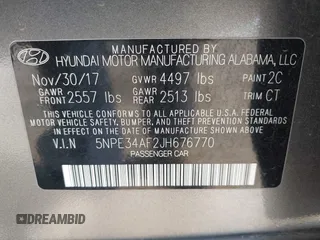 2018 Hyundai Sonata SEL with VIN 5NPE34AF2JH676770, listed as a IAAI auction lot 41939258 with 94,908 mi miles and . Bid and sale history available at carsss.com. Image 9.