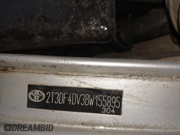2011 Toyota RAV4 Ltd with VIN 2T3DF4DV3BW155895, listed as a IAAI auction lot 41569143 with 111,279 mi miles. Bid and sale history available at carsss.com. Image 9.