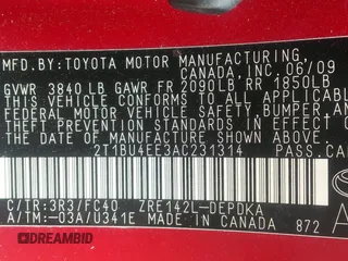 2010 Toyota Corolla with VIN 2T1BU4EE3AC231314, listed as a IAAI auction lot 41941546 with 137,315 mi miles. Bid and sale history available at carsss.com. Image 9.