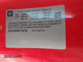 2015 Chevrolet Camaro LT z VIN 2G1FF3D36F9198136, wystawiony jako IAAI lot #42235576 z przebiegiem 168 611 mil mil oraz . Historia ofert i sprzedaży dostępna na DreamBid. Obrazek 9.