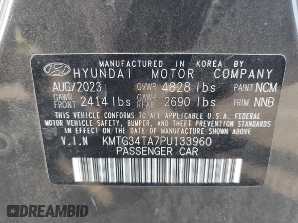 2023 Genesis G70 2.0T with VIN KMTG34TA7PU133960, listed as a Copart auction lot 80424054 with Not Provided miles and Clean Title. Bid and sale history available at DreamBid. Image 12.