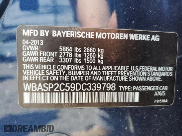 2013 BMW 5 Series 535i Gran Turismo xDrive z VIN WBASP2C59DC339798, wystawiony jako Copart lot #57228225 z przebiegiem 131 424 mil mil oraz Czysty tytuł • Clean title. Historia ofert i sprzedaży dostępna na DreamBid. Obrazek 12.