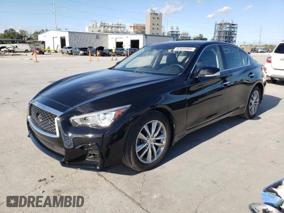 2021 Infiniti Q50 Pure z VIN JN1EV7AR7MM750199, wystawiony jako Copart lot #82635984 z przebiegiem 51 617 mil mil oraz Szkoda całkowita • Salvage title. Historia ofert i sprzedaży dostępna na DreamBid. Obrazek 1.