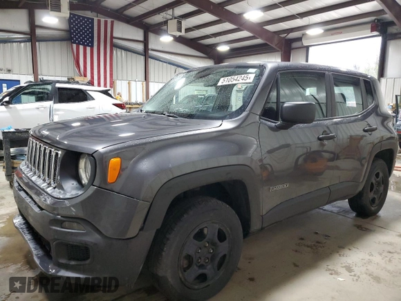 2017 Jeep Renegade Sport with VIN ZACCJBAB4HPG13928, listed as a Copart auction lot 51054245 with 93,159 mi miles and Salvage title. Bid and sale history available at DreamBid. Image 1.