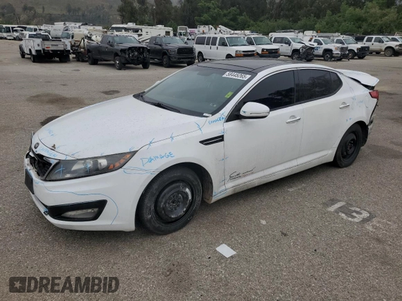 2013 Kia Optima EX with VIN 5XXGN4A76DG247451, listed as a Copart auction lot 58445265 with 181,194 mi miles and Salvage title. Bid and sale history available at DreamBid. Image 1.