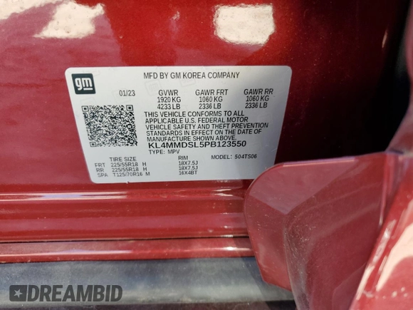 2023 Buick Encore GX Select with VIN KL4MMDSL5PB123550, listed as a Copart auction lot 61739215 with 1,198 mi miles and Salvage title. Bid and sale history available at DreamBid. Image 13.