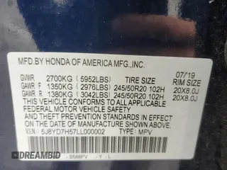 2020 Acura MDX Sport Hybrid w/Technology Pkg with VIN 5J8YD7H57LL000002, listed as a Copart auction lot 45607225 with 0 mi miles and Clean Title. Bid and sale history available at carsss.com. Image 13.