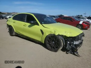 2023 BMW M3 Competition xDrive with VIN WBS43AY01PFN30318, listed as a Copart auction lot 58047995 with 34,312 mi miles and Salvage title. Bid and sale history available at DreamBid. Image 4.