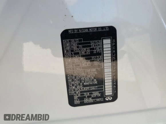 2023 Infiniti QX55 Luxe z VIN 3PCAJ5JR2PF124617, wystawiony jako Copart lot #43181985 z przebiegiem 12 809 mil mil oraz Nie do naprawy • Non repairable. Historia ofert i sprzedaży dostępna na DreamBid. Obrazek 14.