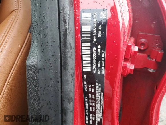 2019 Alfa Romeo Giulia Ti Sport with VIN ZARFANBN5K7608769, listed as a Copart auction lot 48581974 with 0 mi miles and Salvage Title. Bid and sale history available at carsss.com. Image 14.