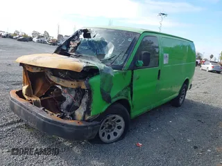 2009 Chevrolet Express Cargo Van with VIN 1GCFG15XX91110756, listed as a IAAI auction lot 41556340 with 1 mi miles. Bid and sale history available at carsss.com. Image 2.